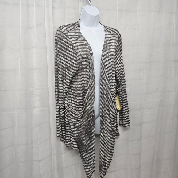 One World Gray Striped Grunge Cardigan Jacket Open Punk 2X NWT - Picture 5 of 13